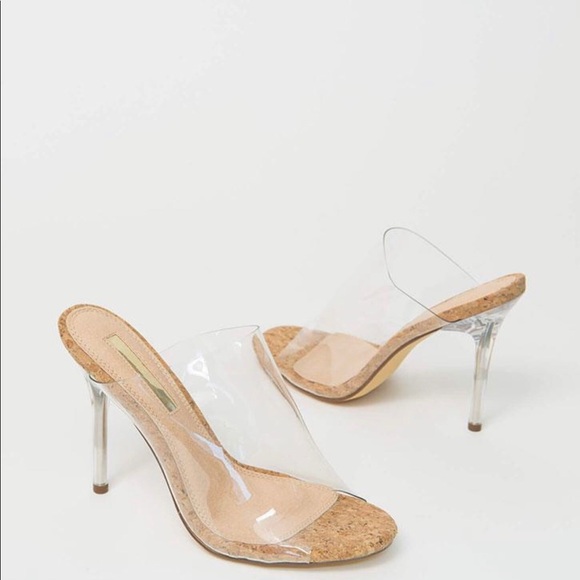 Clear Open Toe Mules - Cork - Picture 2 of 4